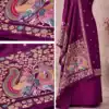 Royal purple designer suit set with peacock print dupatta and floral ethnic motifs